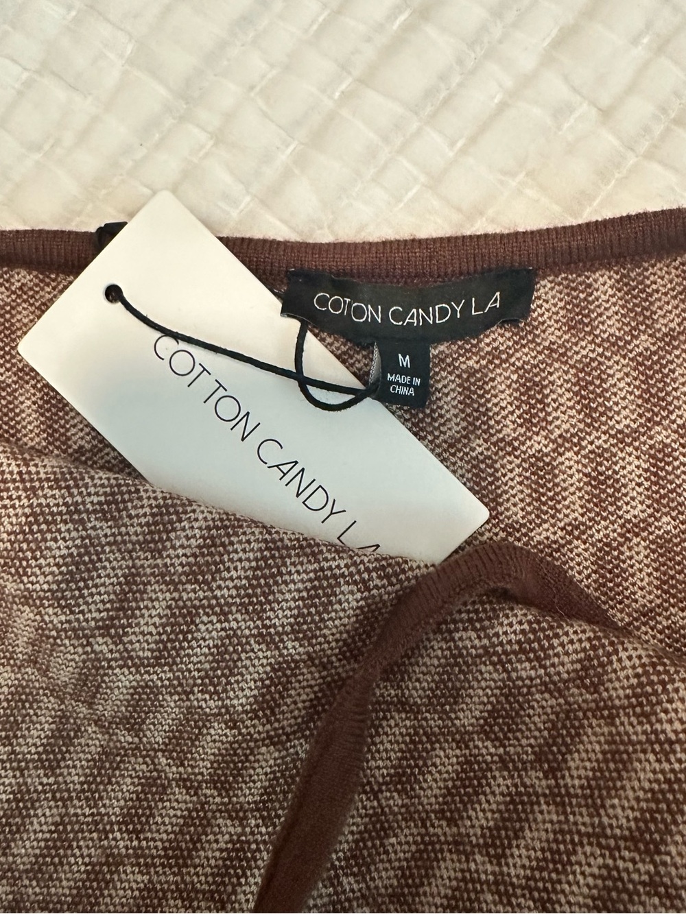 Cotton Candy Brown & Cream Checker Halter Mini Dress - Picture 8 of 9